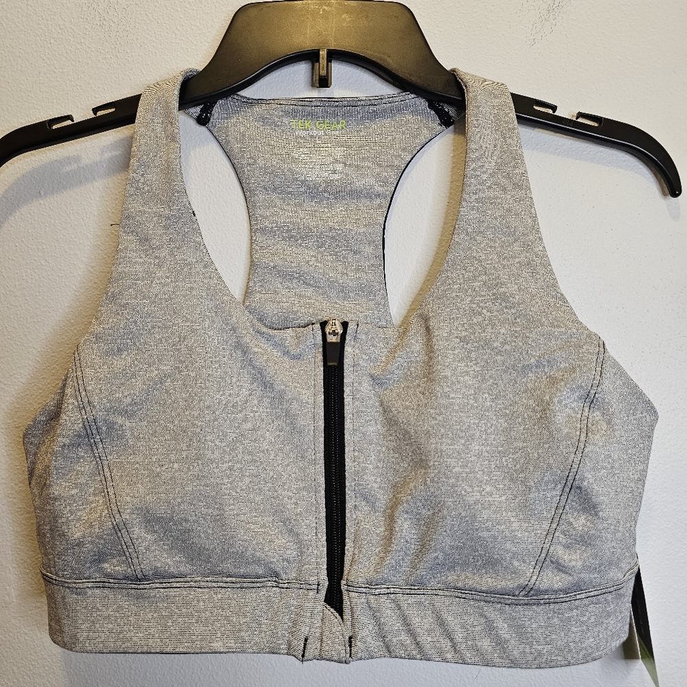 NWT Tek Gear sports bra zippered front Size L